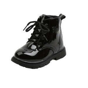 Patent Leather Style Black Toddler Unisex Boots Size 8